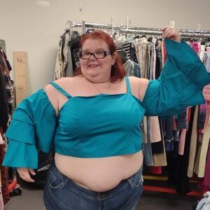 Ashley Stewart teal crop New